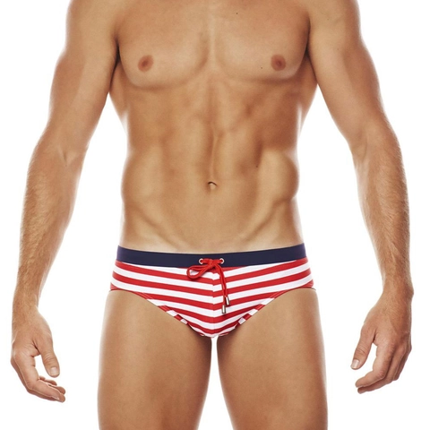 Herren Gestreifte Schwimmbriefs Nylon Schnelltrocknend Strand Badehose Mit Herausnehmbaren Cups Sexy Nautical Style Swimwear
