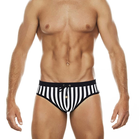 Herren Badehose Schnelltrocknend Sexy Vertikale Streifen Schwimmbriefs Elastische Taille Kordelzug Strandmode Sport Nylon Badehose
