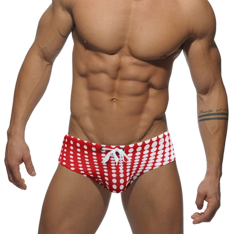 Herren Polka Dot Badehose Niedrige Taille Sexy Nylon Schnelltrocknend Strandshorts Sommer Kordelzug Bademode Für Männer Urlaub Pool
