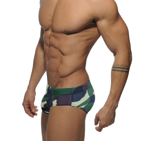 Herren Sexy Camouflage Badehose Niedrige Taille Nylon Camo Druck Schwimmhose Schnelltrocknend Strandshorts Sportliche Bademode