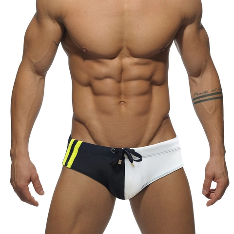 Maillot de Bain Color Block pour Homme Séchage Rapide Sportif Taille Basse Slip de Bain Contrasté Élastique Short de Plage