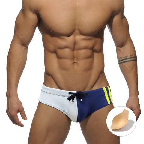 Maillot de Bain Homme Nylon Élasthanne Patchwork Bloc de Couleur Taille Basse Cordon de Serrage Rembourré Séchage Rapide