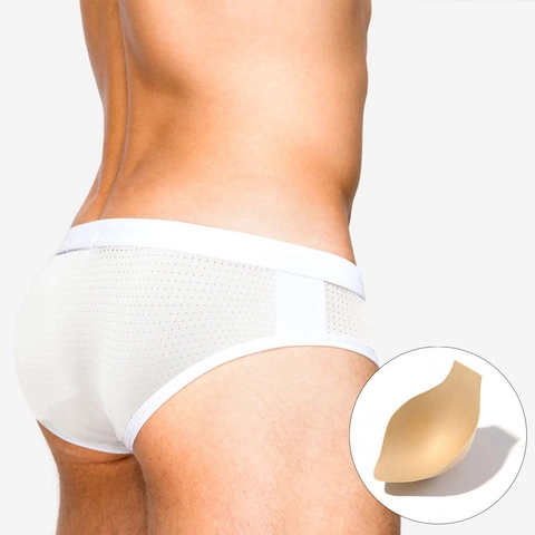 Heren Sexy Mesh Patchwork Zwemshort Polyester Elastaan Sneldrogend Strand Briefs Met Uitneembare Cup Mode Zwemkleding
