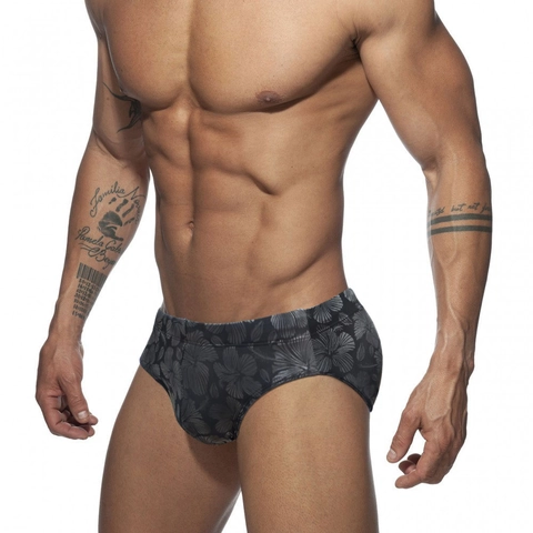 Maillot de Bain Homme Imprimé Hibiscus Tropical Séchage Rapide Taille Basse Élastique Polyester Élasthanne Plage