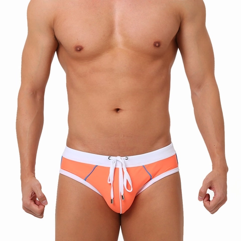 Maillot de Bain Hommes Taille Basse Design Patchwork Extensible Séchage Rapide Cordon de Serrage Slip de Bain Sportif