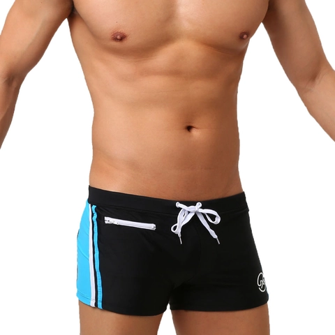 Maillot De Bain Boxer Pour Hommes Nylon Élasthanne Séchage Rapide Short De Plage Avec Cordon De Serrage Et Poche Zippée
