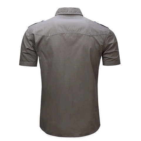 Herren Kurzarmhemd Militär Cargo Stil Knopfleiste Baumwollmischung Outdoor Casual Top Mit Taschen Epauletten Für Erwachsene