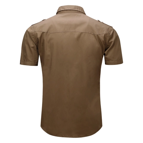 Herren Militär Cargo Kurzarm Hemd Baumwolle Polyester Arbeit Taktisch Outdoor Knopf Casual Top Mit Schulterklappen Und Pattentaschen