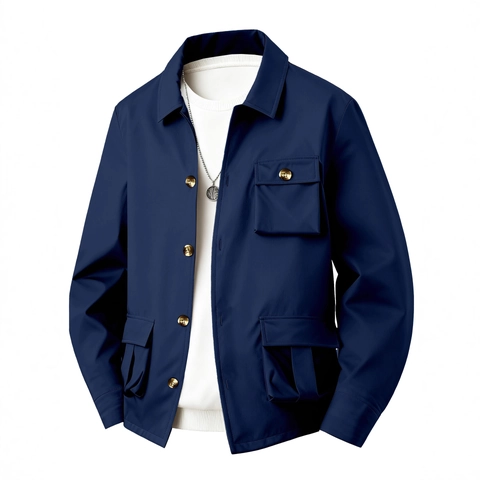 Veste Utilitaire pour Hommes Imperméable Multi-poches Couleur Unie Polyester Rigide Extérieur Décontracté Manteau à Capuche