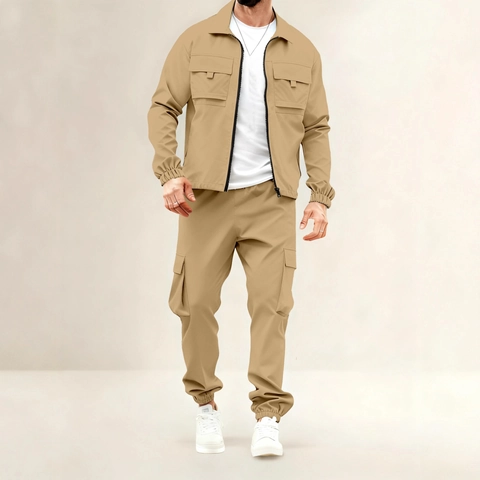Herren American Vintage Workwear Anzug Baumwollmischung Bomberjacke Und Cargohose Set Top And Bottom Für Casual Outdoor