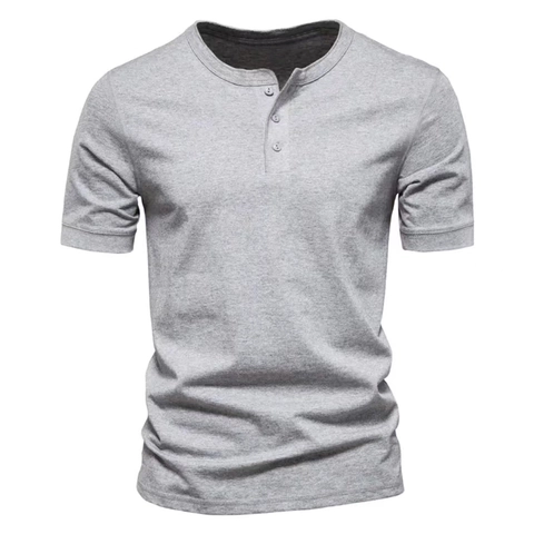 Ανδρικό T-Shirt Henley Slim Fit Κοντό Μανίκι με Κουμπιά Στρογγυλή Λαιμόκοψη Μονόχρωμο Καλοκαιρινό Πλεκτό Τοπ από Πολυεστέρα