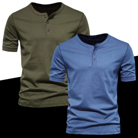 Men's Henley Shirt Short Sleeve Polyester Breathable T-Shirt Casual Slim Fit Vintage Solid Color Summer Top For Men