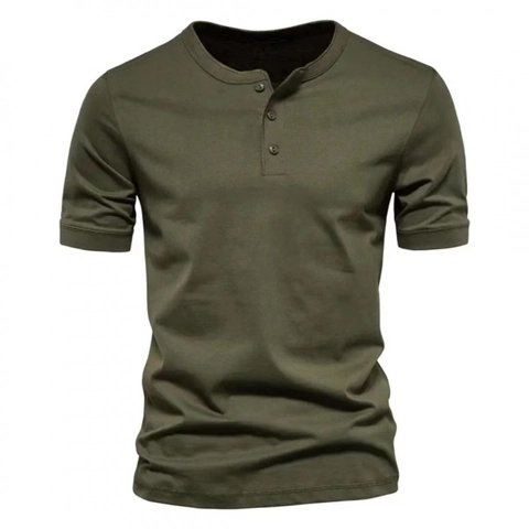 Men's Henley Shirt Short Sleeve Polyester Breathable T-Shirt Casual Slim Fit Vintage Solid Color Summer Top For Men