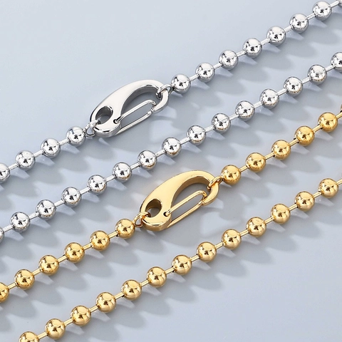 Kugelkette Halskette Und Armband Edelstahl Vakuumvergoldet 18K Gold Rundperle Minimalistischer Schmuck Herren Damen
