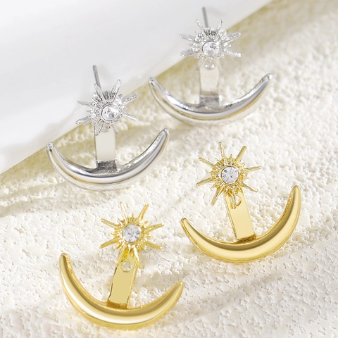 Fashion Alloy Star Moon Tassel Dangle Earrings For Women Western Personality Asymmetric Celestial Long Chain Earring Jewelry
