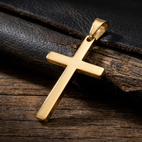 Minimalist Stainless Steel Cross Pendant Necklace For Men Women Polished Christian Crucifix Jewelry Accessory Gold Silver Black
