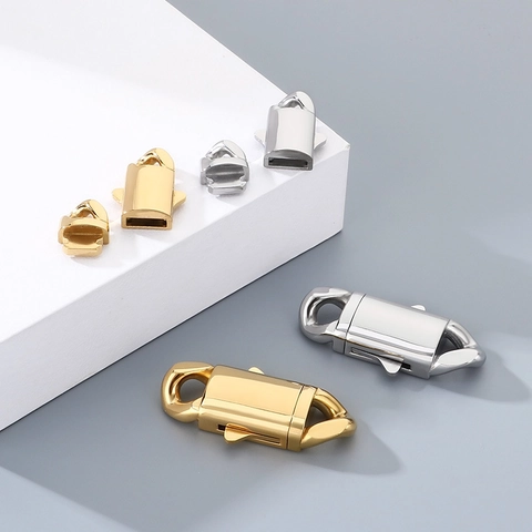 Stainless Steel Cuban Clasp Rectangle Connector Buckle For Bracelet Necklace Jewelry Making DIY Polished Bag Hardware Accessories