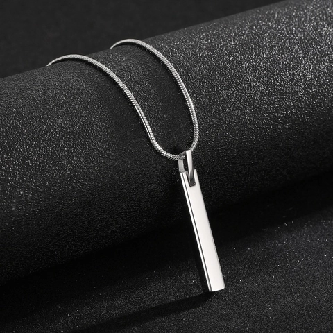 Heren Minimalistische Verticale Balk Hanger Ketting Roestvrij Staal Spiegelafwerking Geometrische Lange Strip Sieraden
