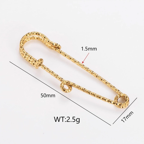 18K Gold Plated 304 Stainless Steel Waist Buckle Pin Minimalist Diamond-Cut Safety Pin For Clothing Adjustment Women Jewelry