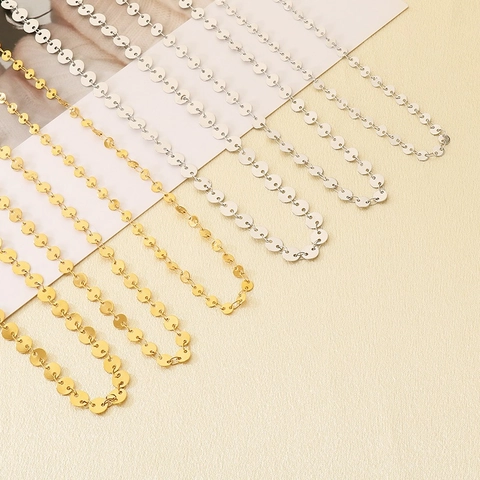 Fashion Stainless Steel Pig Nose Chain Necklace And Anklet For Women Polished Thin Disc Geometric Chain Jewelry Collection