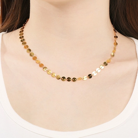 Fashion Stainless Steel Pig Nose Chain Necklace And Anklet For Women Polished Thin Disc Geometric Chain Jewelry Collection