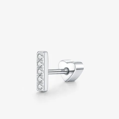 MODIAN Pendientes de Botón Lineales de Plata de Ley 925 Moissanita Certificado GRA Color D VVS1 Joyería Minimalista