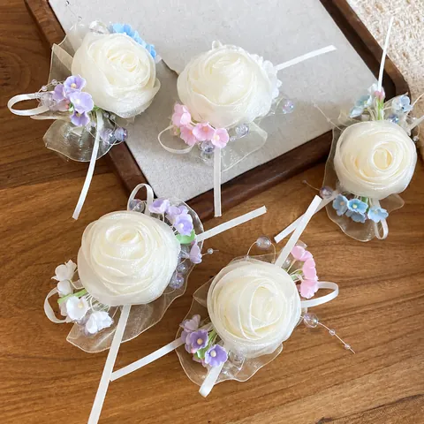 Handmade Fabric Rose Flower Bow Hair Clip For Women Elegant Organza Floral Ribbon Duckbill Clip Spring Sweet Hair Accessory