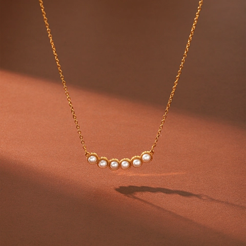 Collar con Colgante de Perla Artificial de Acero Inoxidable Chapado en Oro para Mujer Joyería de Lujo Estilo Europeo
