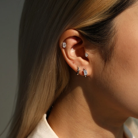 Pendientes de Botón de Plata de Ley 925 Moissanita Color D Con Cierre de Rosca de Corazón Para Mujer Certificado GRA