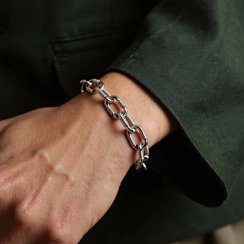 Vintage Industrial Heavy Metal Chain Bracelet For Men Women Gold Rhodium Gun Black Plated Hip Hop Punk Unisex Jewelry Gift