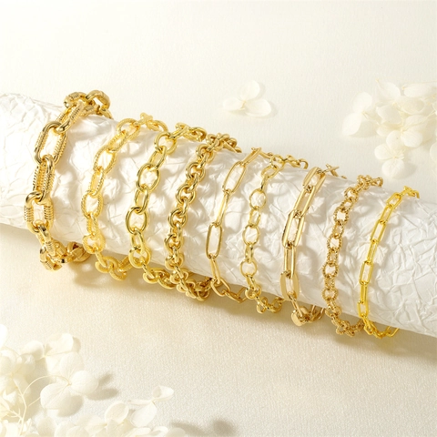 Vintage Industrial Heavy Metal Chain Bracelet For Men Women Gold Rhodium Gun Black Plated Hip Hop Punk Unisex Jewelry Gift