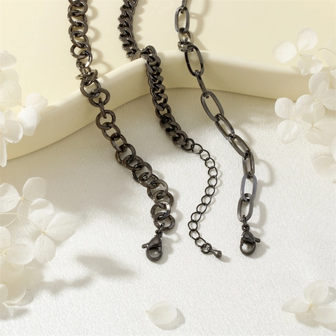 Minimalistisches Waffenschwarz Kupferkette Armband Für Herren Damen Industrie Hip Hop Stil Verstellbare Cuba Link Kette Schmuck