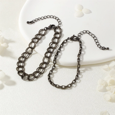 Cooler Hip Hop Kupfer Armband Waffenschwarz Heavy Metal Industrial Stil Kette Armband Für Herren Damen Verstellbarer Schmuck