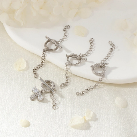 Luxury Copper Rhinestone Pave Toggle Clasp Jewelry Connector Heart Star Bee DIY Necklace Bracelet Findings Gold Silver Fittings