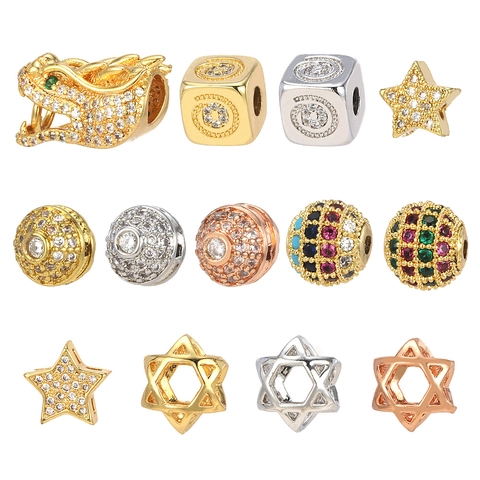 DIY Sieraden Charmes Zirconia Ingelegd Koper Verguld Draak Ster Geometrische Kralen Voor Armband Ketting Maken Accessoires