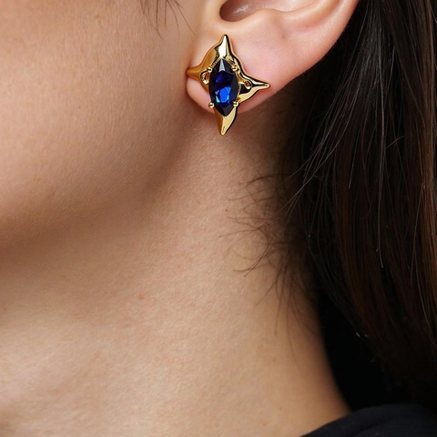 Vintage Four Pointed Star Butterfly Stud Earrings With 925 Sterling Silver Post Copper Zirconia Jewelry For Women Men