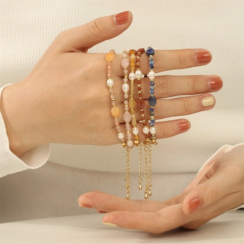 Handgemaakte Zoetwaterparel Armband Natuurlijke Halfedelsteen Geregen Bohemian Sieraden Verstelbare Ketting Voor Vrouwen Cadeau