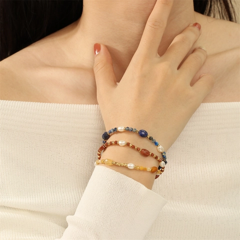 Handgemaakte Zoetwaterparel Armband Natuurlijke Halfedelsteen Geregen Bohemian Sieraden Verstelbare Ketting Voor Vrouwen Cadeau