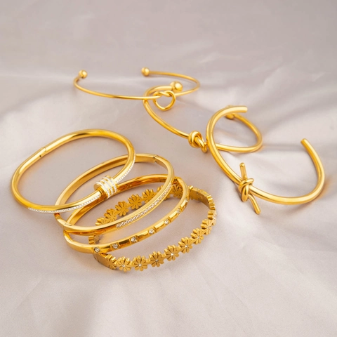 Dames Roestvrij Staal Knoop Open Armring Verguld Strass Hart Madeliefje Armband Mode Sieraden Valentijnsdag Cadeau
