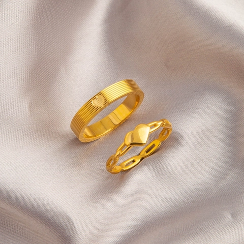 Titanium Stalen Hart Ring Verguld Cijfergravering Holle Ketting Ring Minimalistische Mode Vinger Sieraden Voor Vrouwen Valentijn Cadeau