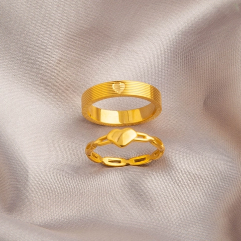 Titanium Stalen Hart Ring Verguld Cijfergravering Holle Ketting Ring Minimalistische Mode Vinger Sieraden Voor Vrouwen Valentijn Cadeau