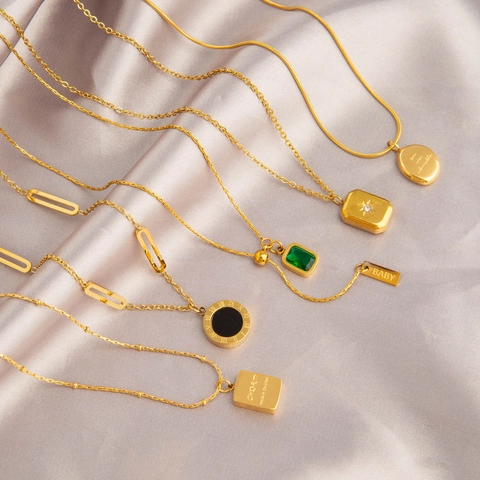 Franse Lichte Luxe Titanium Stalen Ketting Voor Vrouwen Niet-Vervagende Vergulde Geometrische Hanger Minimalistische Sieraden Sleutelbeenketting