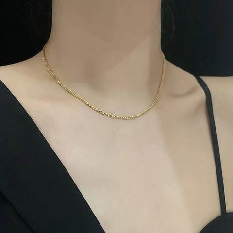 Minimalist Gold Stainless Steel Starlight Gypsophila Chain Necklace For Women Light Luxury Clavicle Choker Jewelry Gift