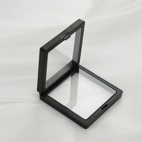 PE-Folie Schwebende Schmuck-Display-Box Transparent Antioxidationsmittel Quadratisches Aufbewahrungsetui Für Ring Ohrring Halskette Münzsammlung
