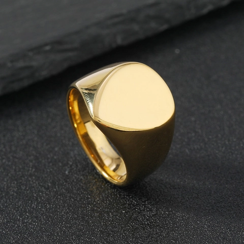 Minimalist Stainless Steel Signet Ring For Men Water Drop Shield Shape Geometric Polished Glossy Fashion Jewelry Band Ring