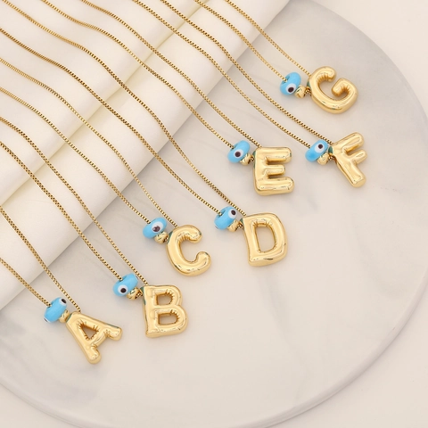 Collana Con Pendente Lettera Ottone Placcato Oro Acciaio Inossidabile Con Perla Malocchio Alfabeto Gioielli Di Moda Per Donna