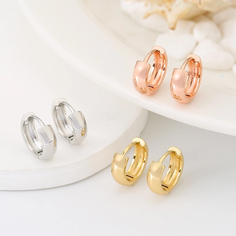 Minimalist Copper U-Shaped Chunky Huggie Earrings Gold Silver Rose Gold Plated Polished Thick Small Hoop Earrings For Women Jewelry