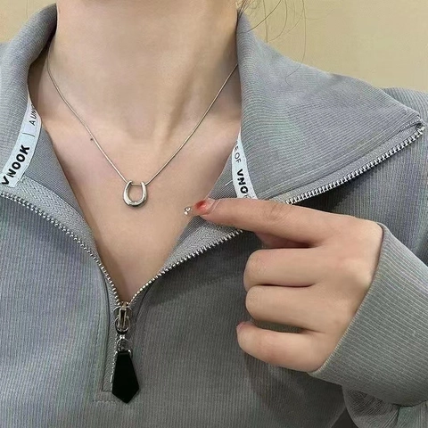 Collar Minimalista de Acero Inoxidable con Cadena de Serpiente para Mujer Chapado en Oro Plata Colgante de Corazón Herradura Joyería