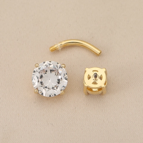 Zirconia Belly Button Ring Gold Silver Plated Copper Sexy Navel Piercing Jewelry For Women Pole Latin Dance Body Jewelry