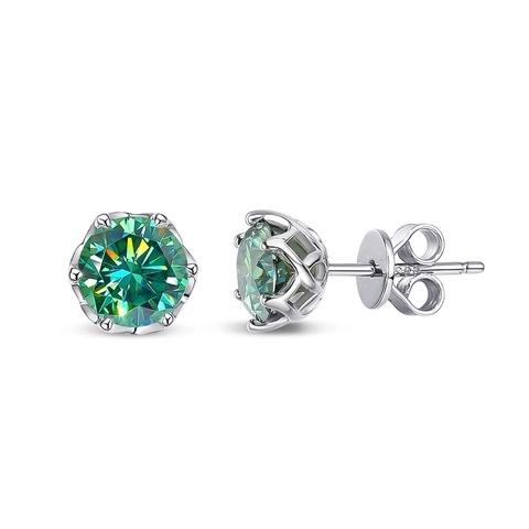 Elegant Six-Claw Crown Stud Earrings With 925 Sterling Silver Earring Post Copper Zirconia Round Earrings For Women Jewelry Gift